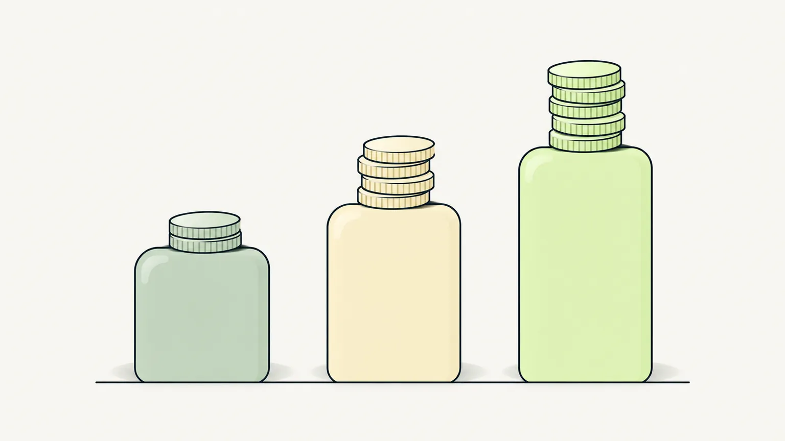 Three rising price tiers with coin stacks on top