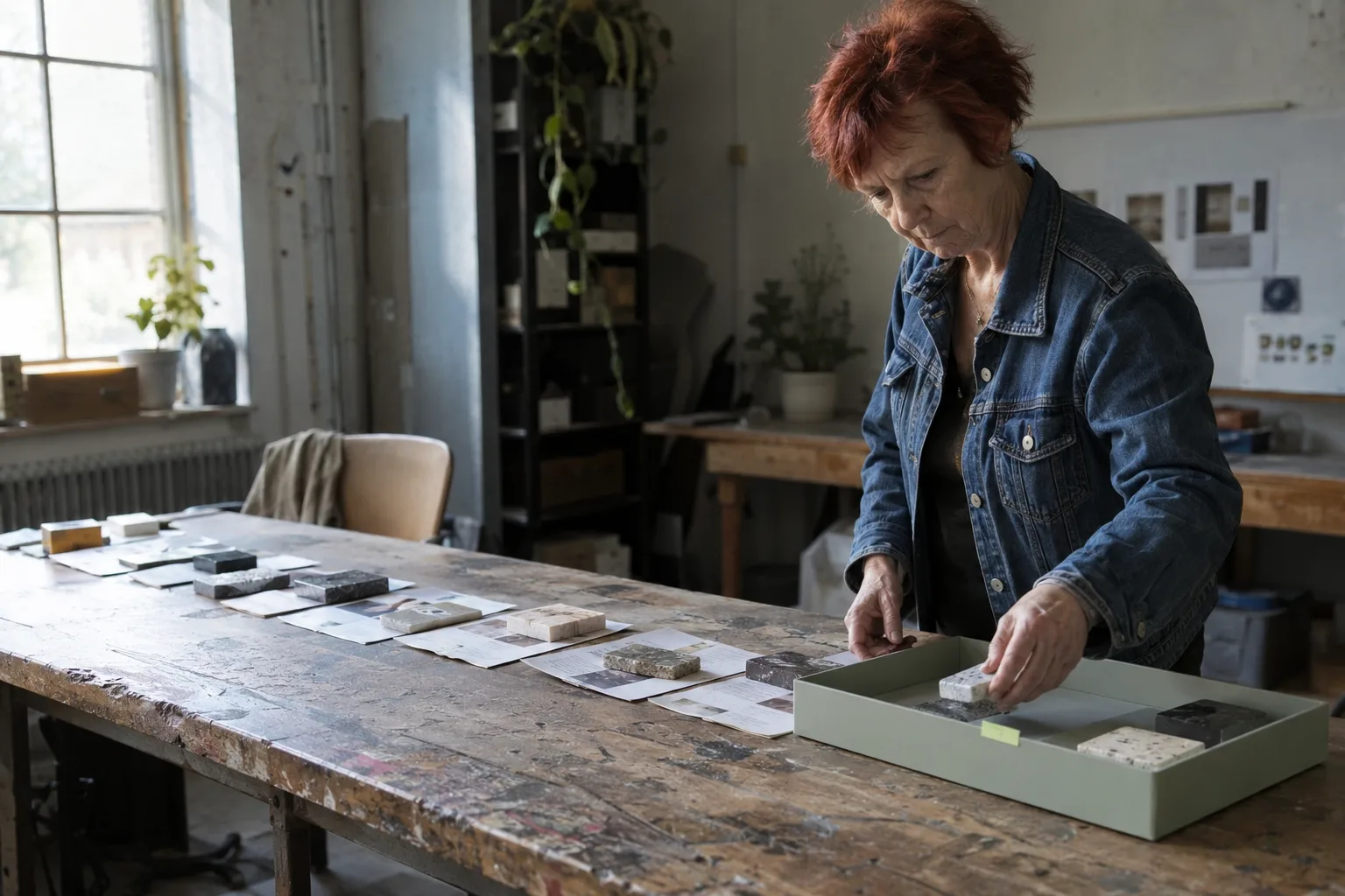 Analyst lining up ten competitor samples and moving the closest ones into a tray for review