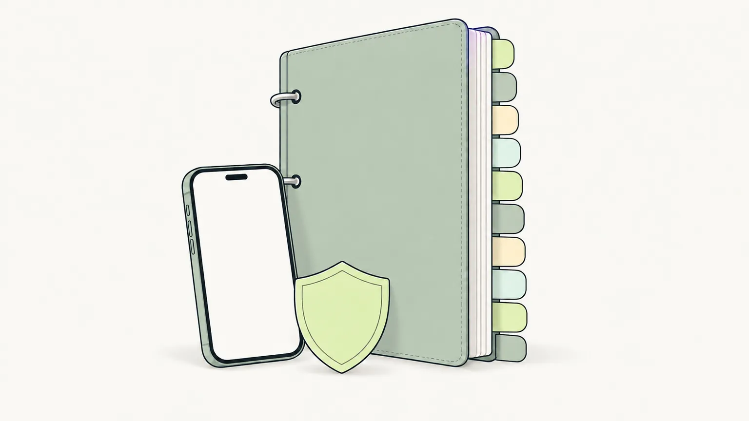 A crisis plan binder with ten index tabs, one per section
