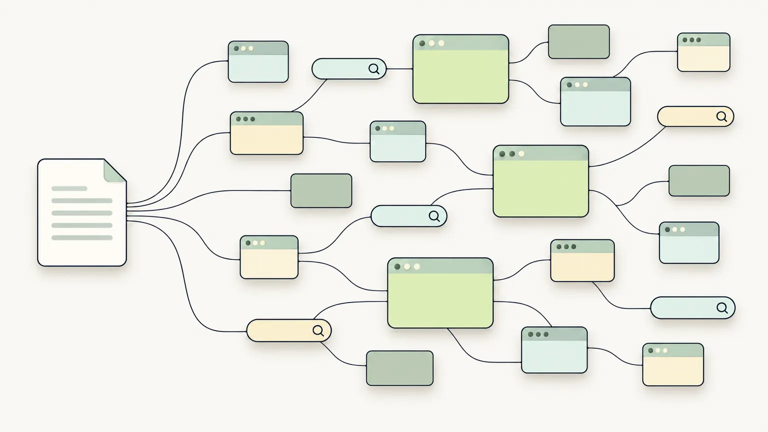 One release fanning out from a wire to a network of sites and terminals