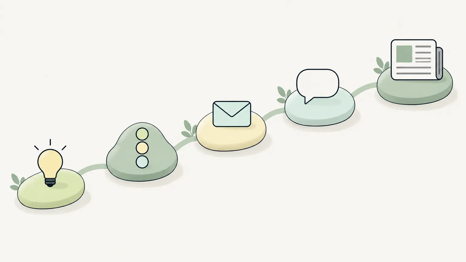 Five steps from a story idea to a published article as a winding path