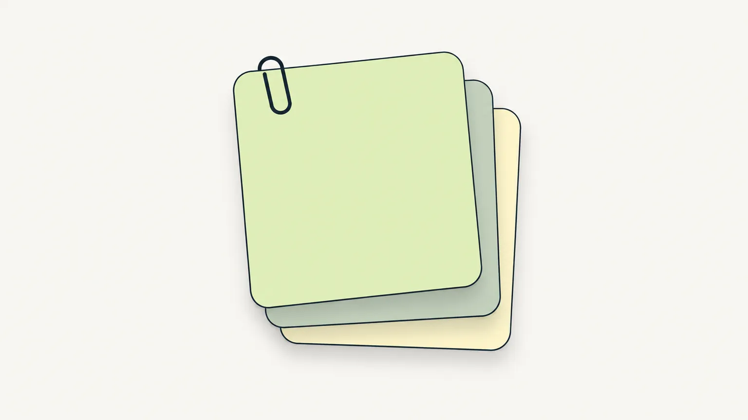 Three blank document cards stacked with a paper clip