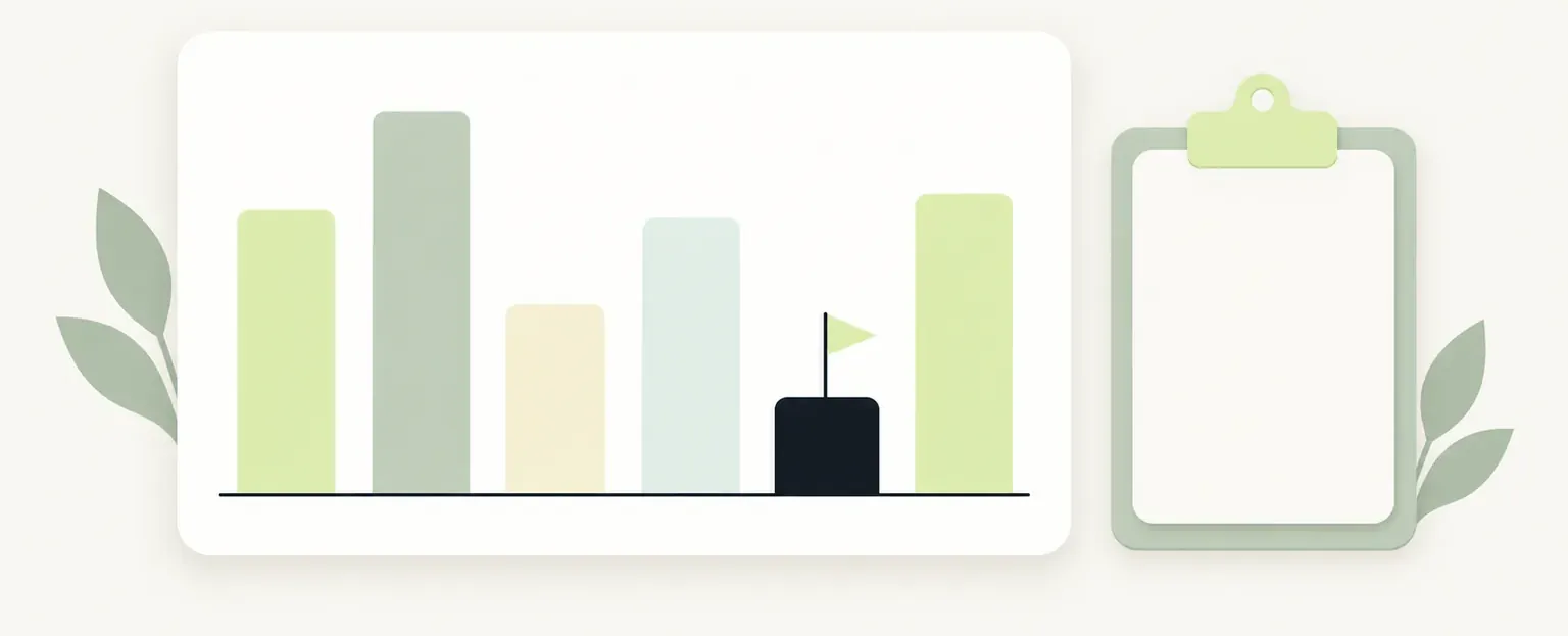 A bar chart card with one bar flagged