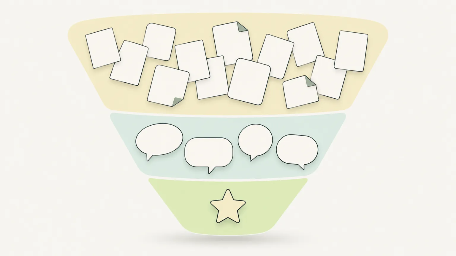 Outputs narrowing to outcomes and then impact